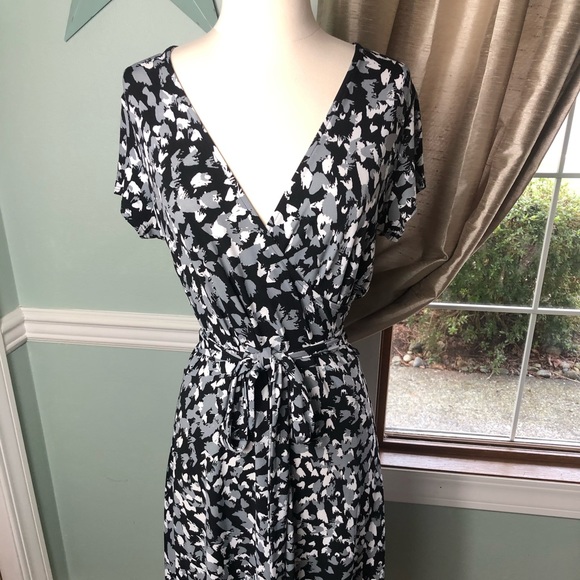 leota reye jersey faux wrap dress